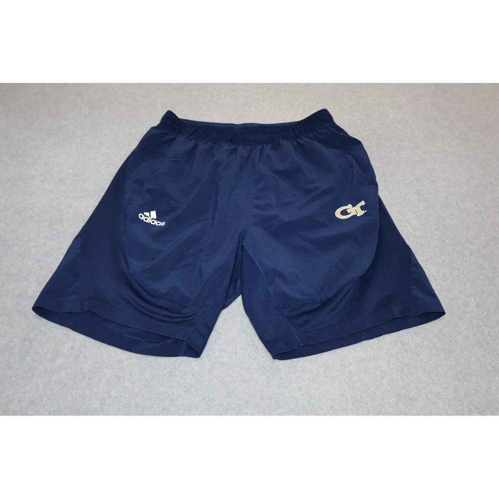 Adidas Georgia Tech Shorts Men Large Blue Training Yellow Jackets 8